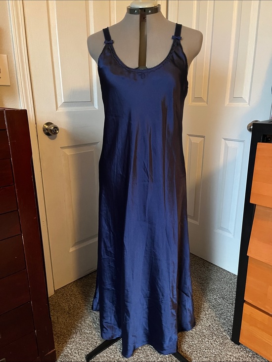 Oscar de la Renta Other - Oscar de la Renta Vintage Satin Slip Dress Nightgown, Navy Blue, Size M
